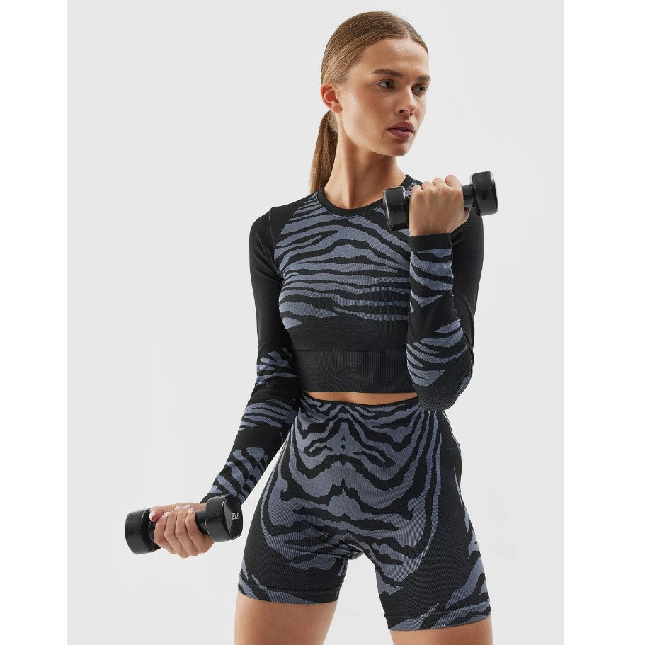 Укороченный лонгслив 4F Longsleeve fnk f152 4faw23tflof152 deep black allover
