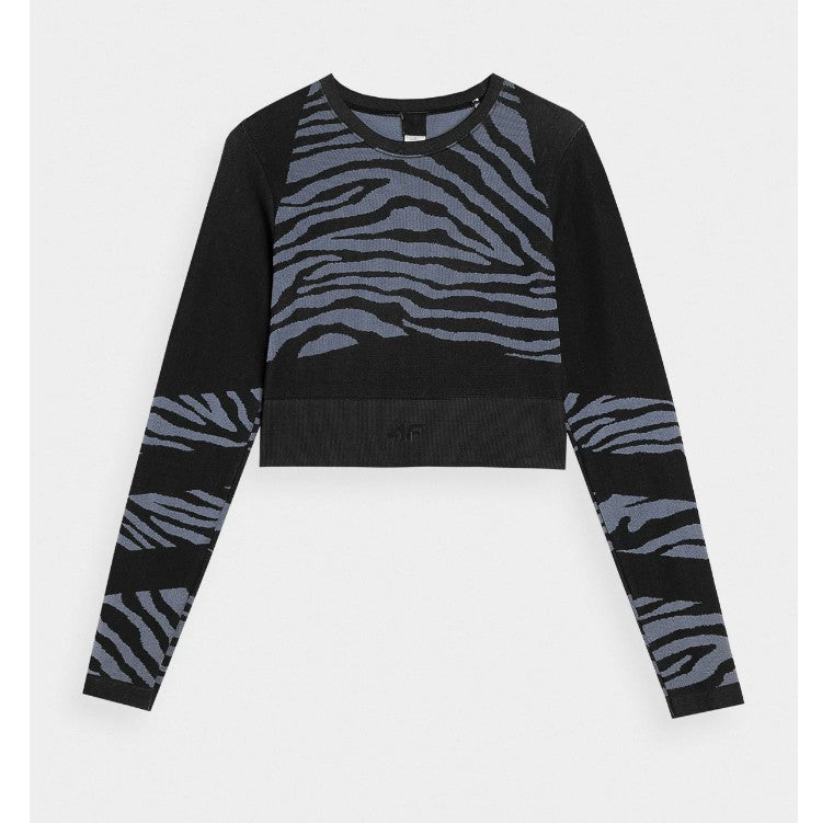Укороченный лонгслив 4F Longsleeve fnk f152 4faw23tflof152 deep black allover