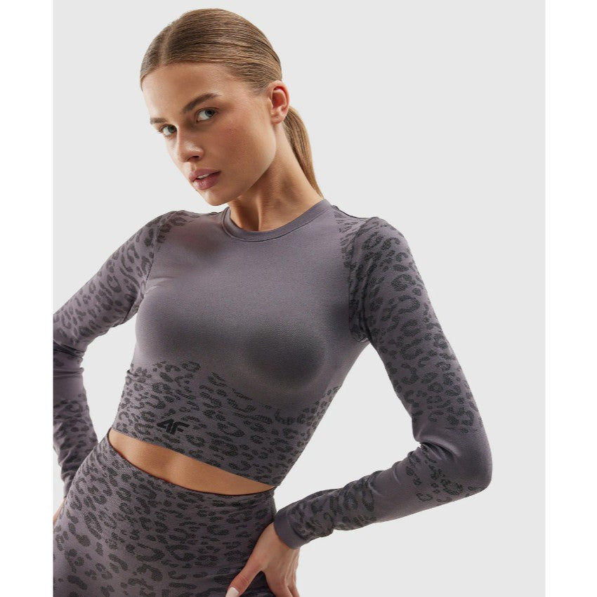 Укороченный лонгслив 4F Longsleeve fnk f152 4faw23tflof152 middle grey allover