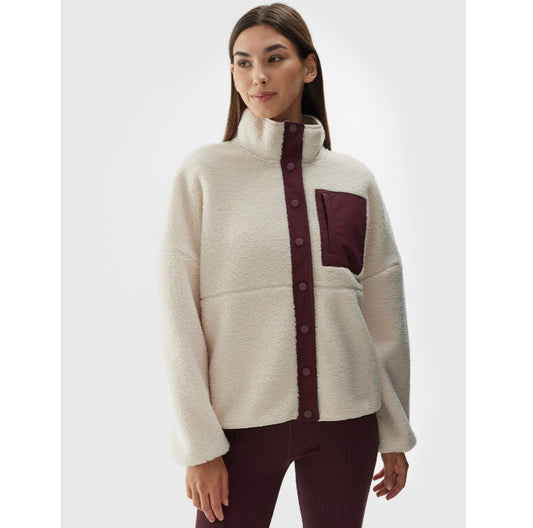 Hanorac din fleece 4F 4faw23tflef124 creme