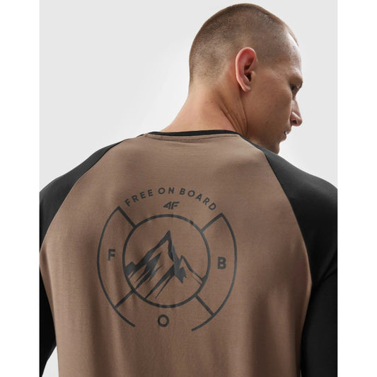 Longsleeve cu print 4F 4faw23tlonm162 brown