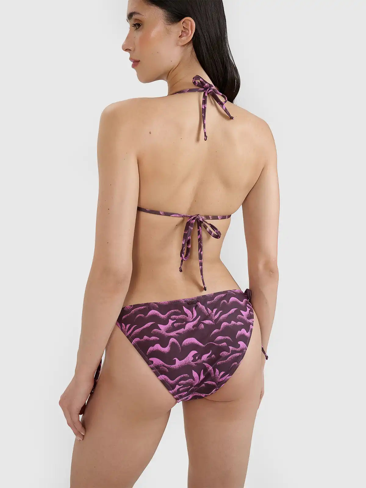 Top de baie bikini pentru femei 4FWSS25UBKTF075 dark violet allover