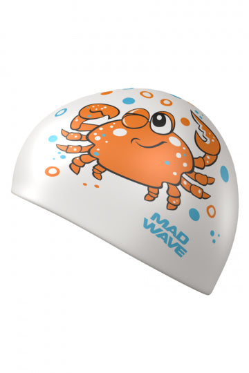 Шапочка для плавания Mad Wave M0574 06 0 00W junior Crab, white