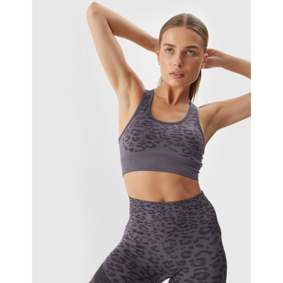 Bra pentru antrenamente 4F Sport bra f070 4faw23usbaf070 middle grey allover