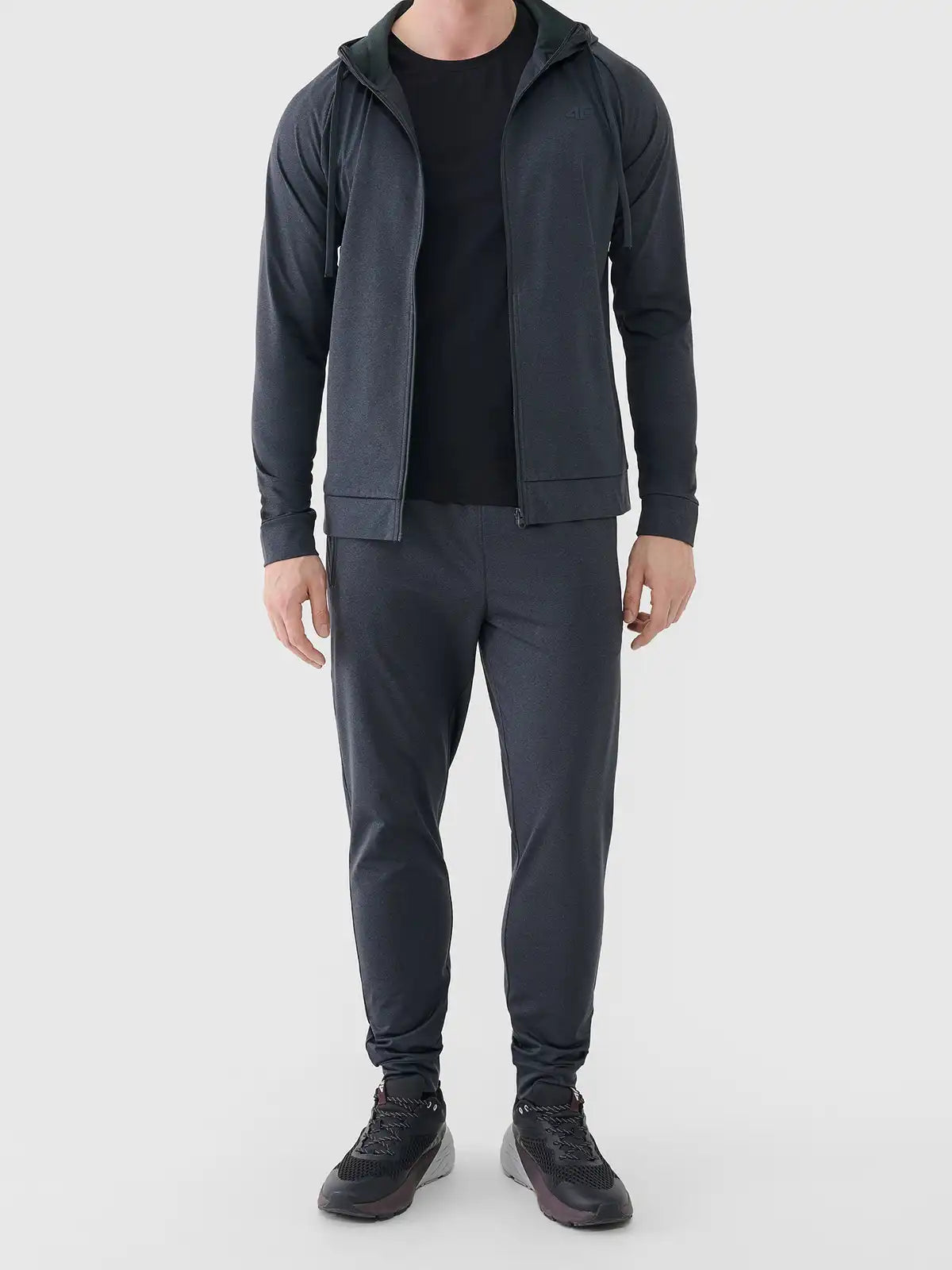 Мужской батник на молнии для фитнеса 4F M631 4FWSS26TFSWM631 anthracite melange