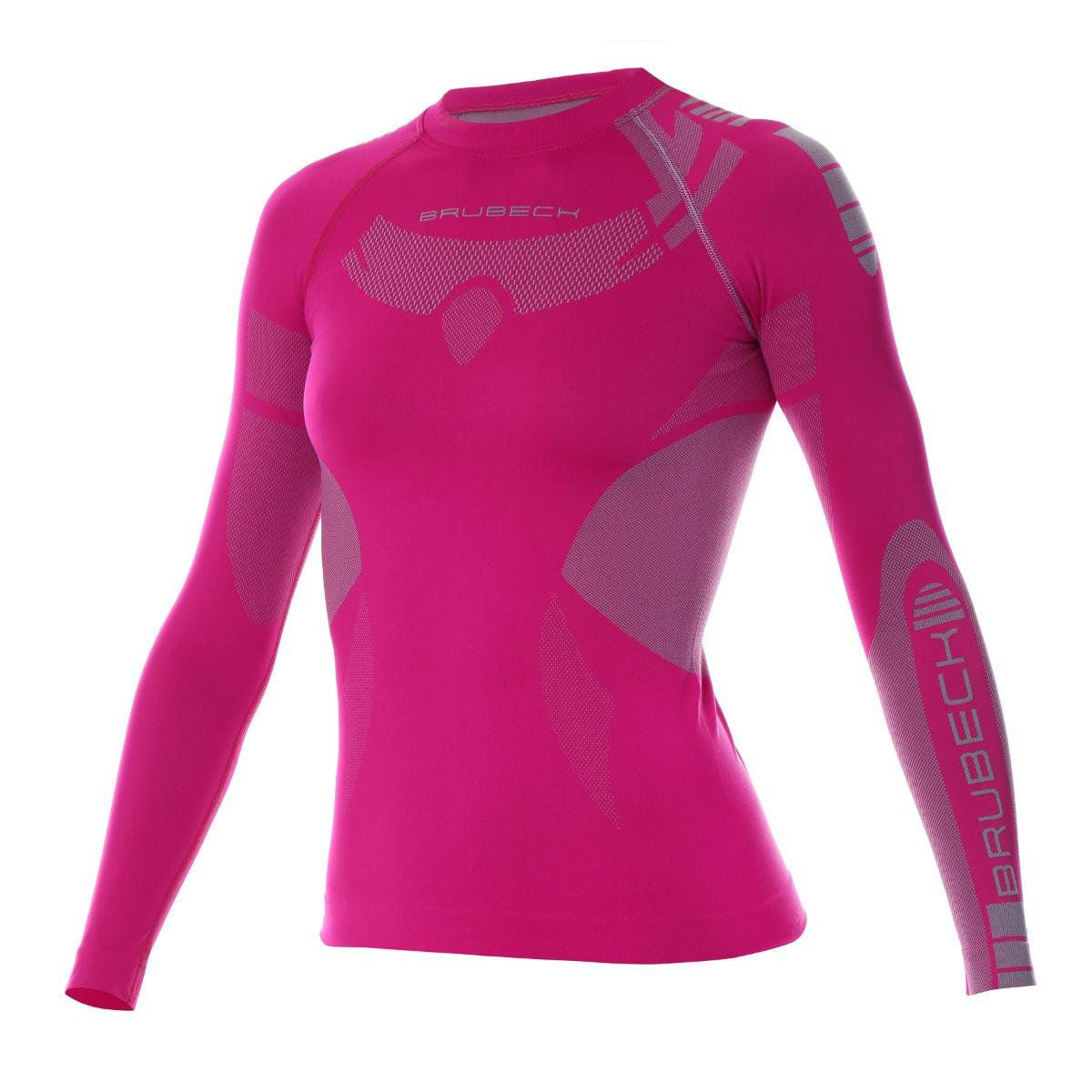 Longsleeve termo Brubeck LS13070 DRY women's sweatshirt fuchsia/gray