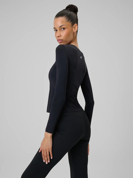 Longsleeve de yoga pentru femei 4F F501 4FWSS26TFLOF501 deep black