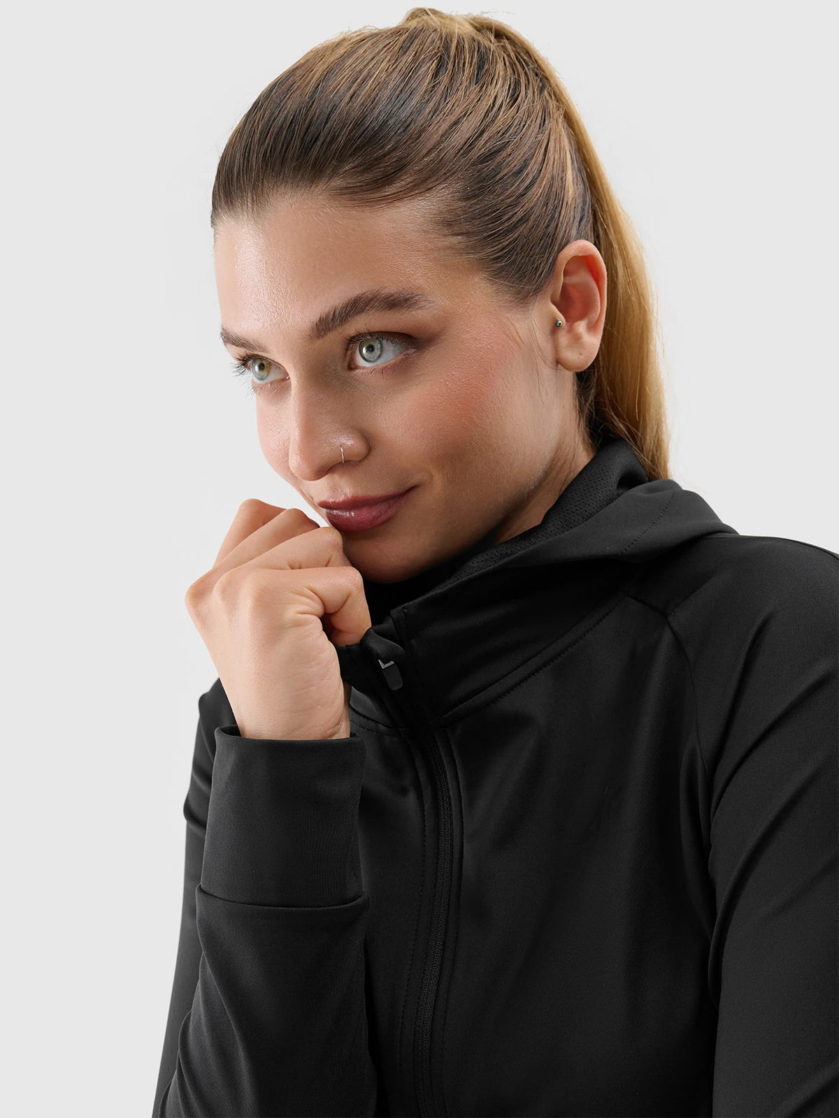 Женский батник на молнии для бега F270 4FWSS24TFSWF270 Deep black