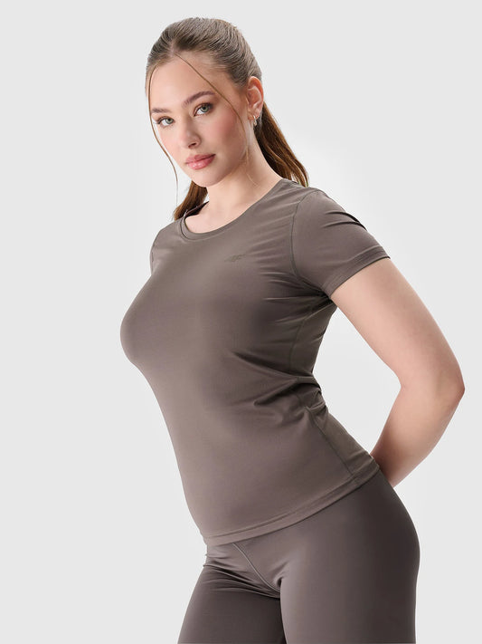 Женская футболка для фитнеса 4F F604 4FWSS24TFTSF604 Light brown