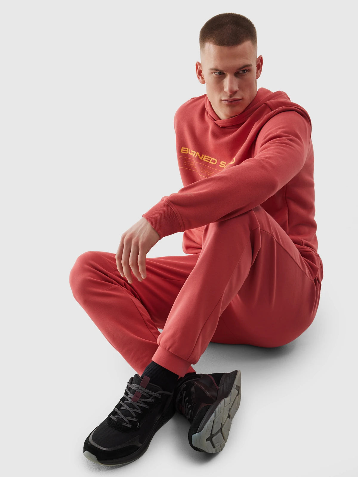 Pulover cu glugă pentru bărbați 4F M1012 4FWSS24TSWSM1012 Coral
