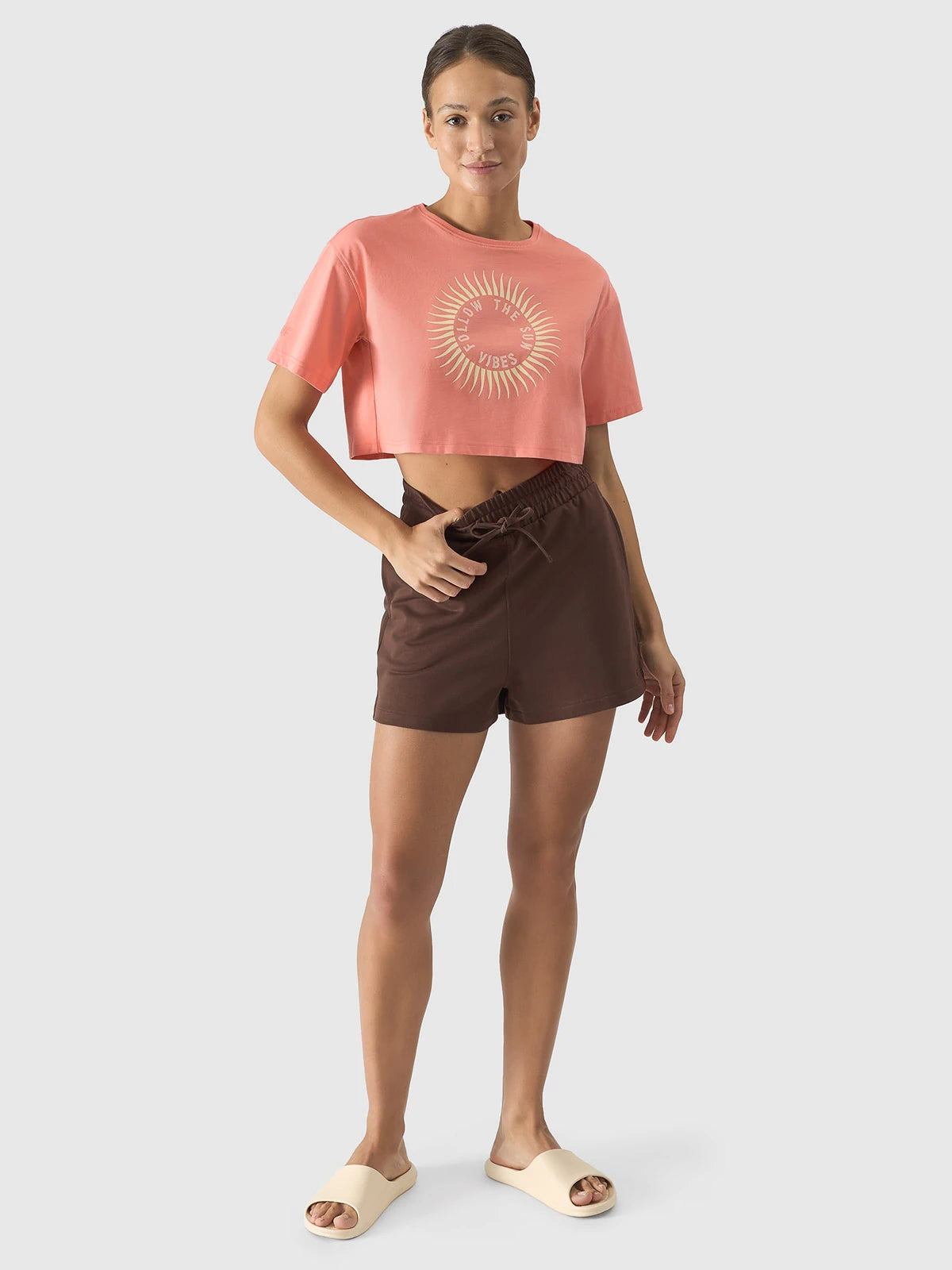 Женская футболка casual 4F F1266 4FWSS24TTSHF1266 Coral