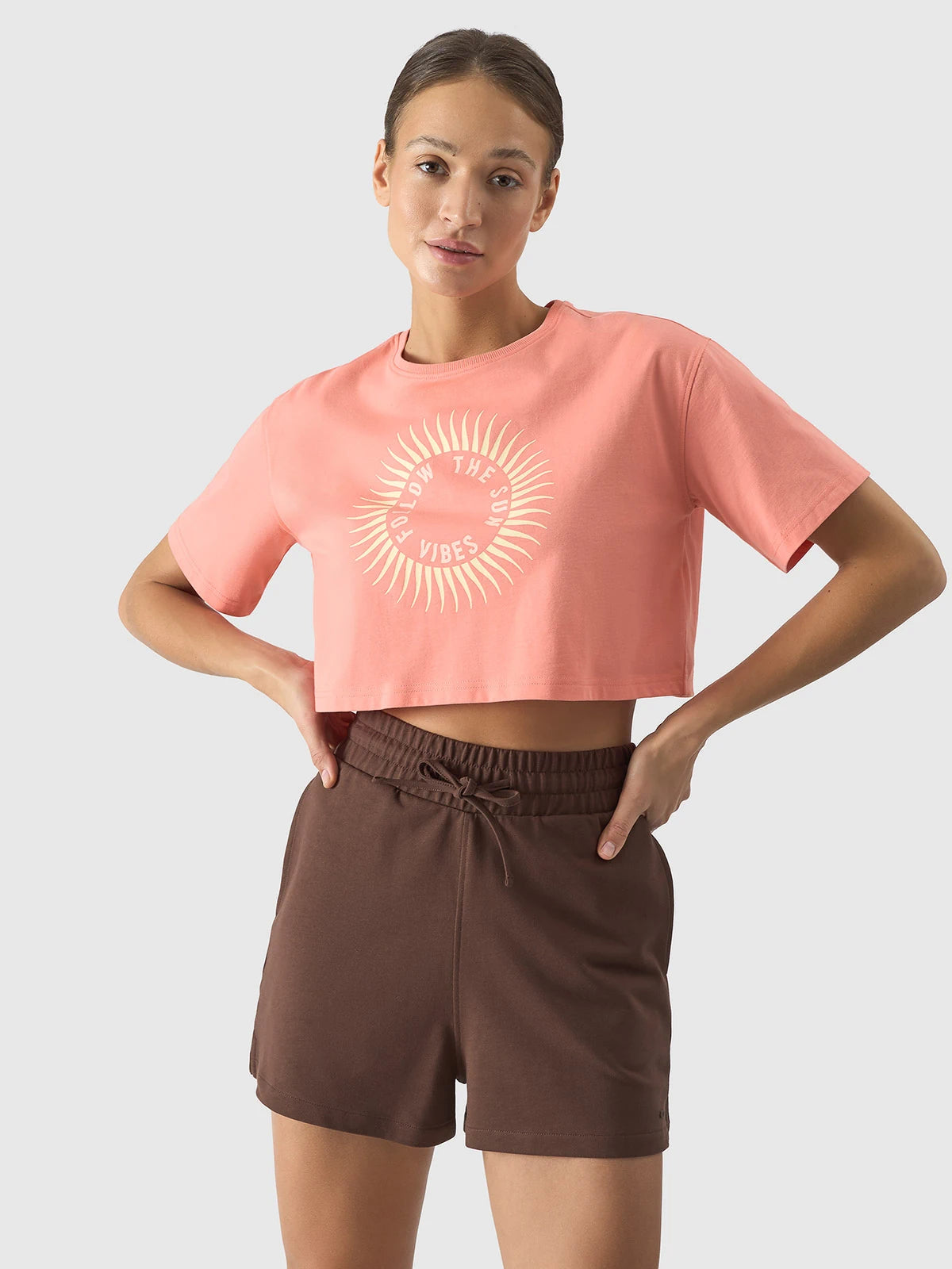 Женская футболка casual 4F F1266 4FWSS24TTSHF1266 Coral