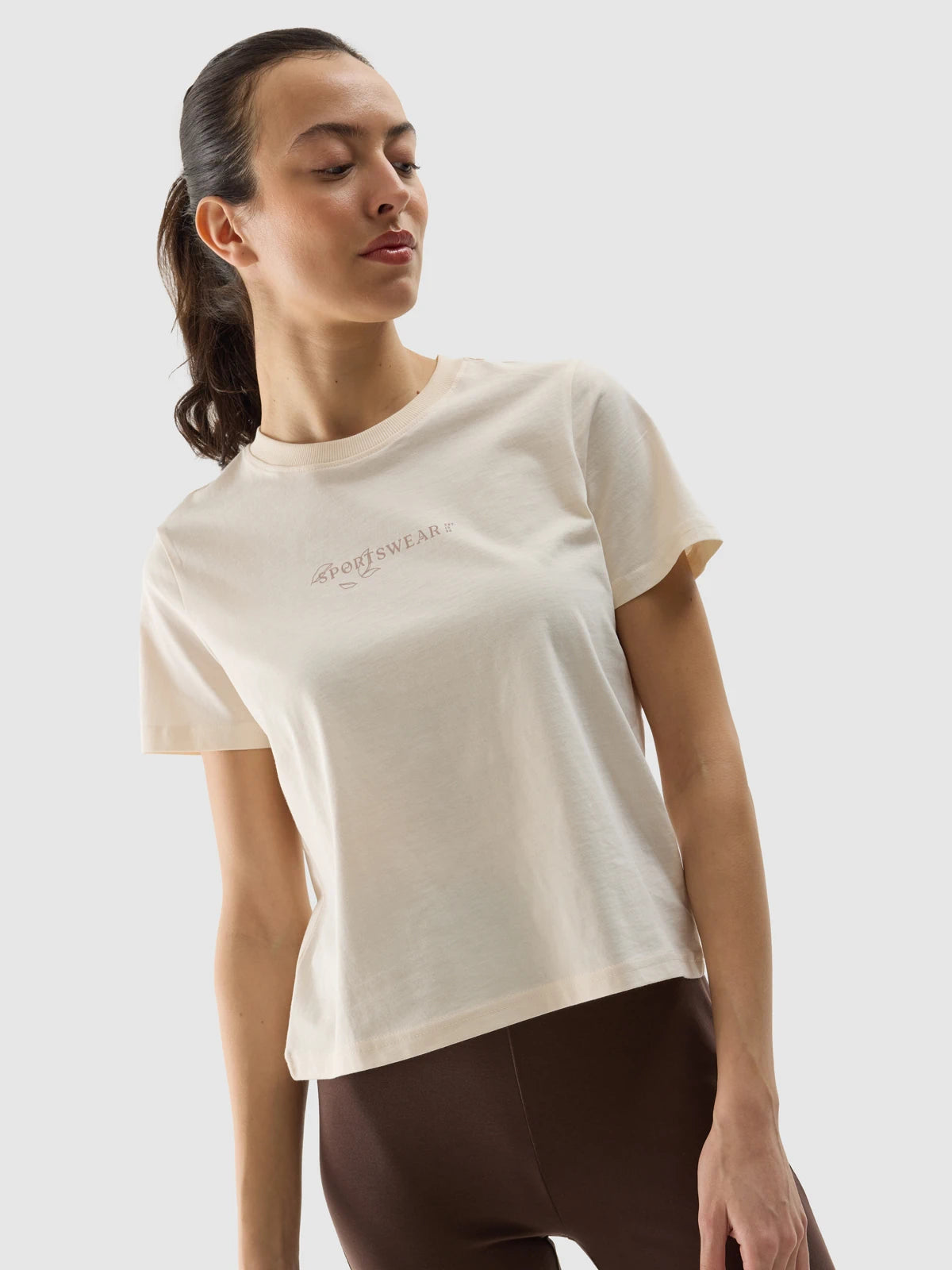 Tricou casual pentru femei 4F F1354 4FWSS24TTSHF1354 Creme