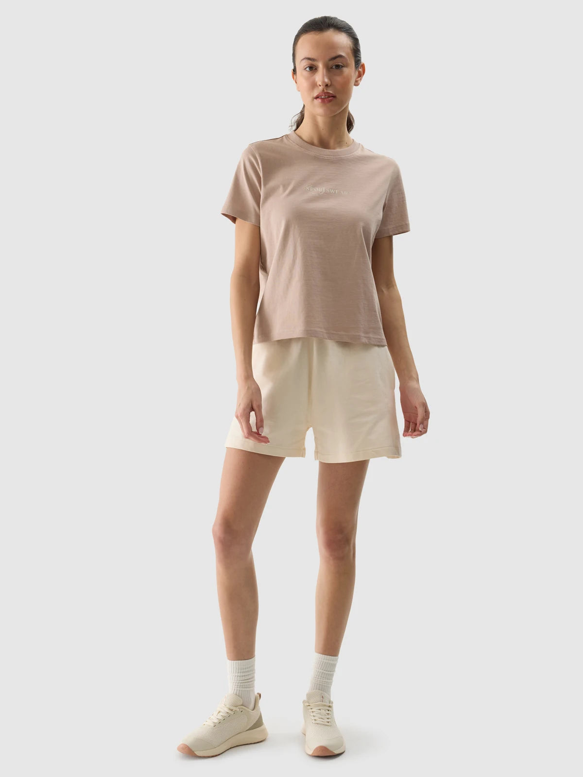 Tricou casual pentru femei 4F F1354 4FWSS24TTSHF1354 Beige