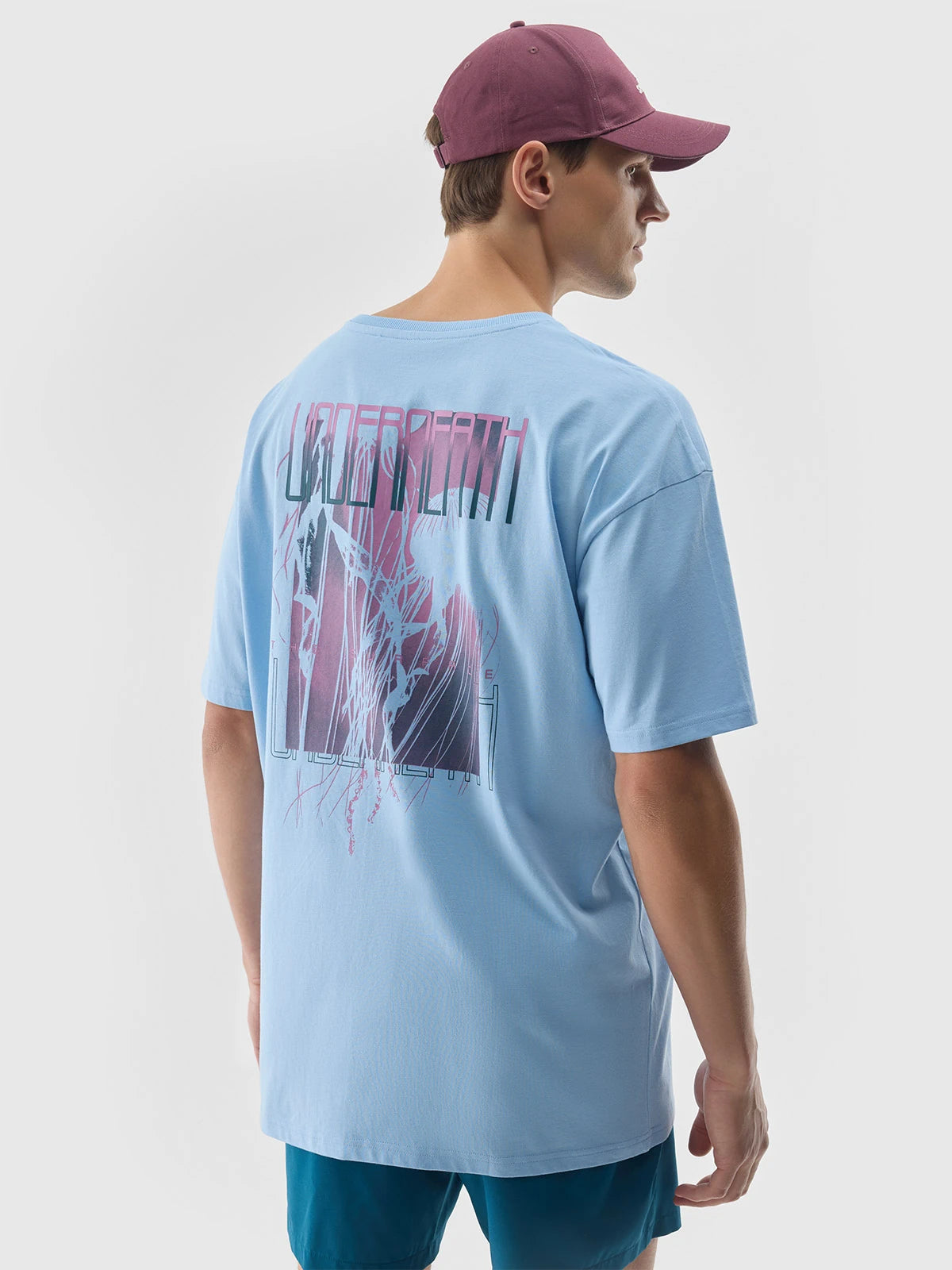 Мужская футболка casual 4F M1287 4FWSS24TTSHM1287 Blue