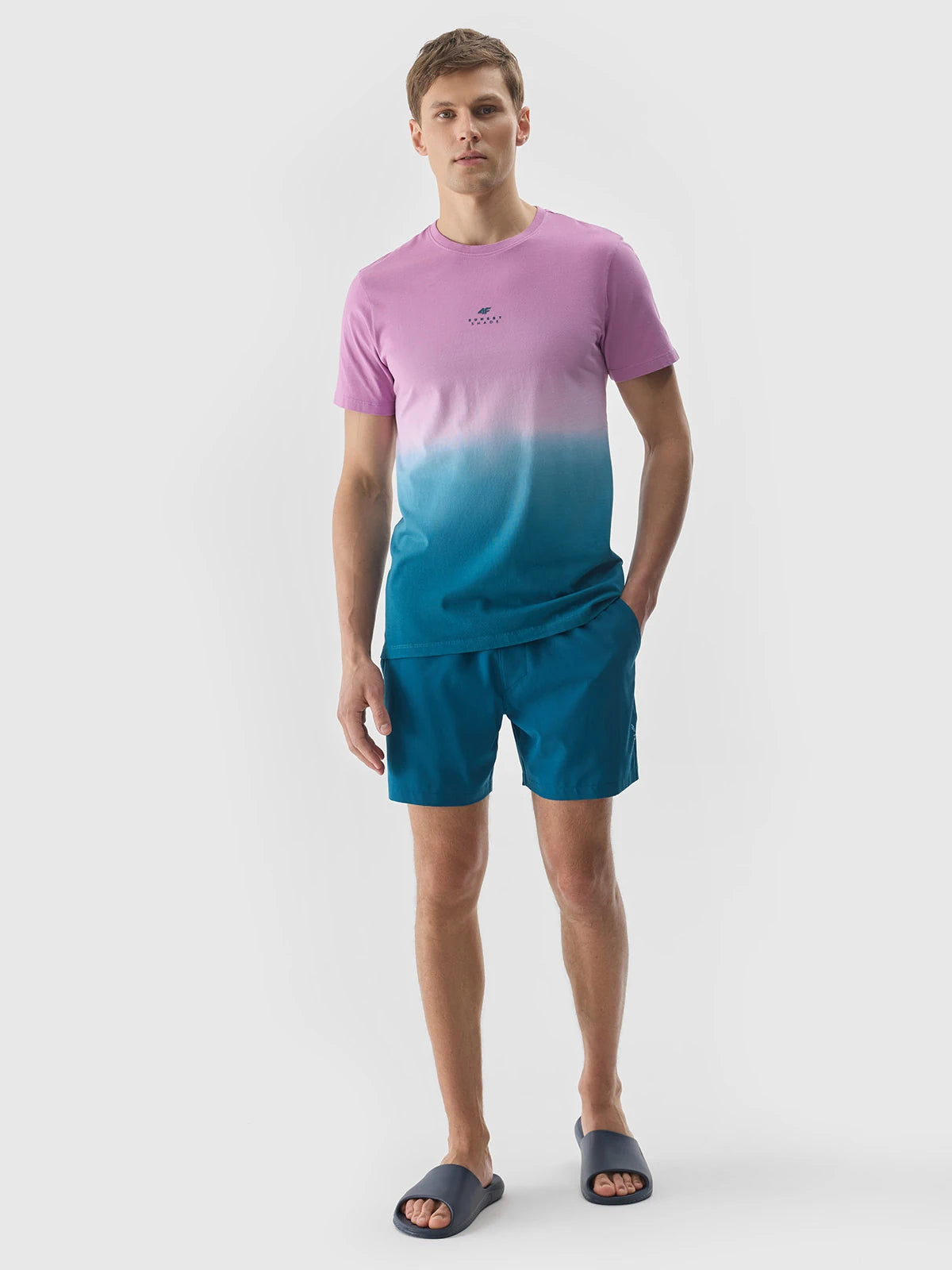 Tricou casual pentru bărbați 4F M1290 4FWSS24TTSHM1290 Violet