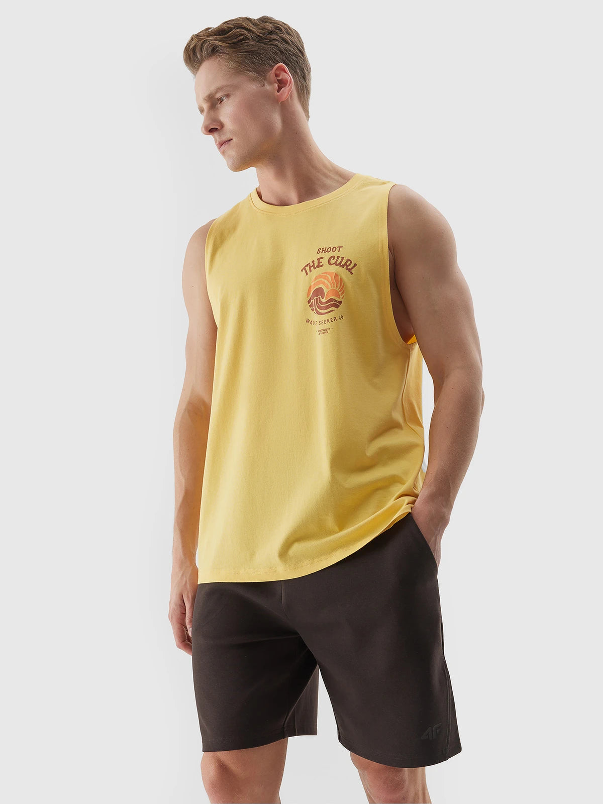 Мужская футболка casual 4F M1319 4FWSS24TTSHM1319 Yellow