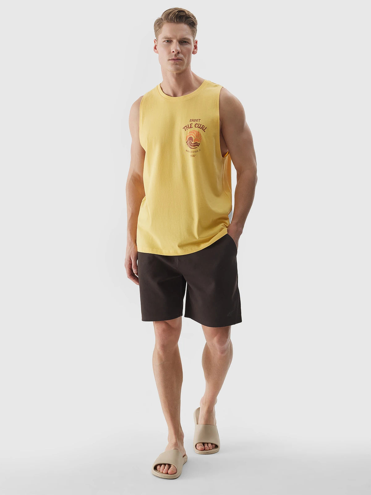 Мужская футболка casual 4F M1319 4FWSS24TTSHM1319 Yellow