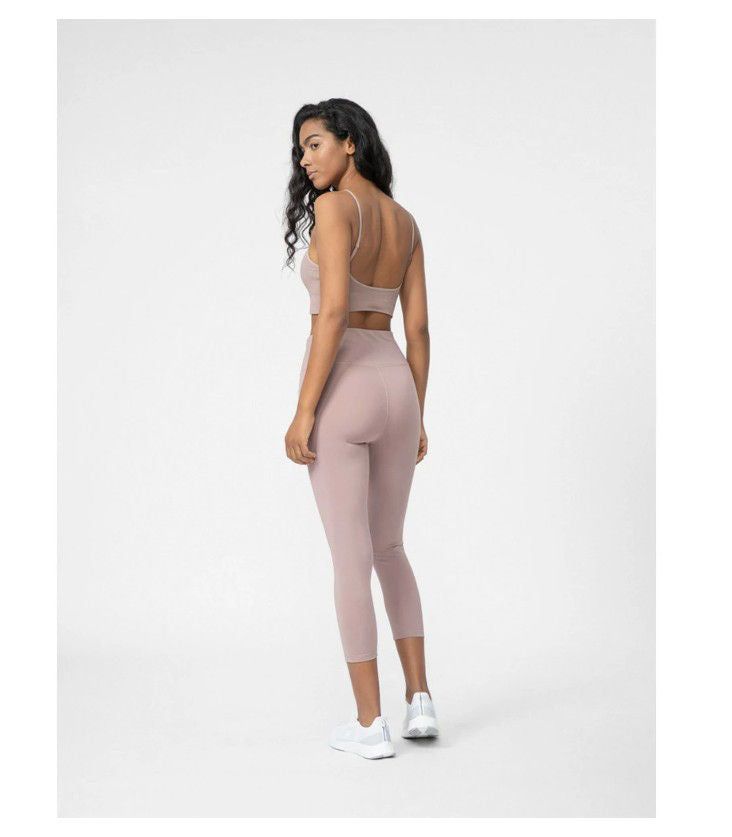 Legginși pentru antrenamente 4F TIGHTS FNK F122 4FSS23TFTIF122 LIGHT BROWN