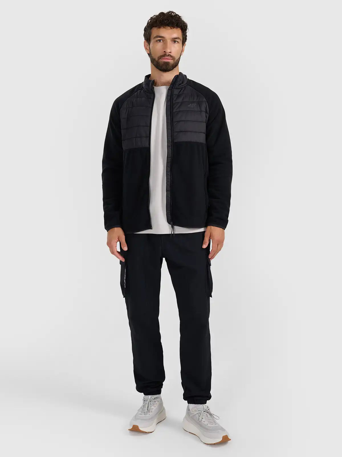 Hanorac din fleece cu fermoar pentru bărbați  4F M415 4FWAW25TFLEM415 deep black