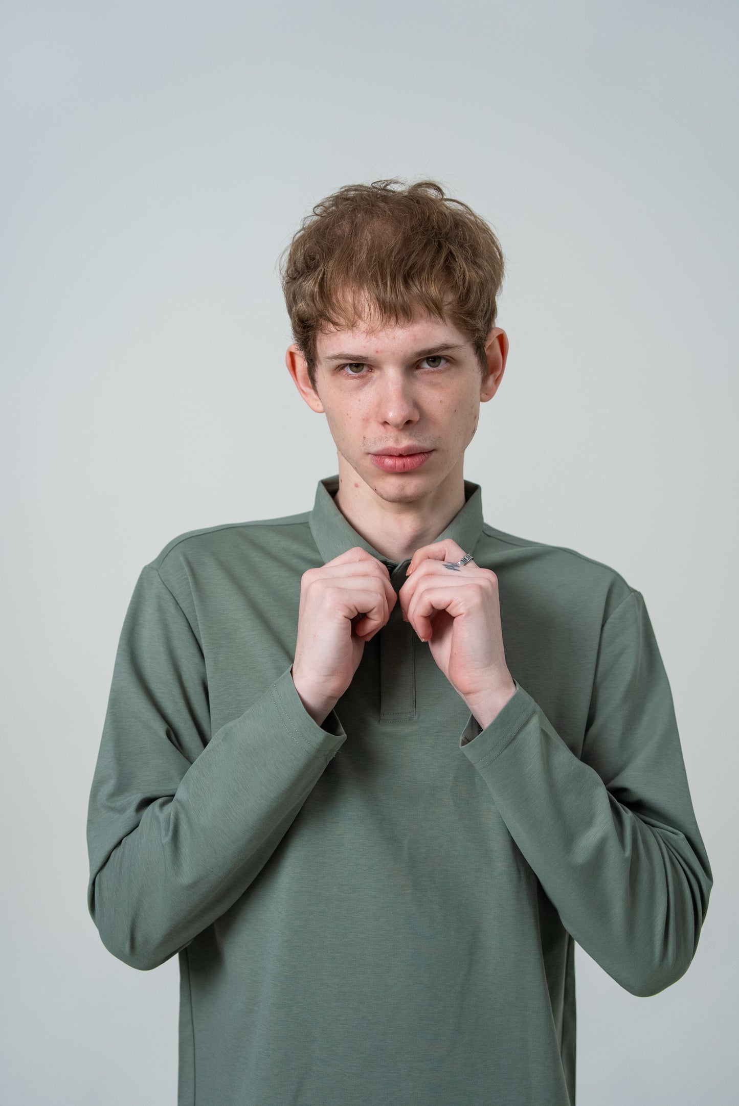 Мужская рубашка-поло с длинным рукавом Peak FW6253241 army green