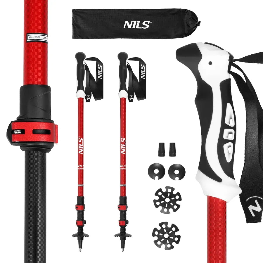 Палки для скандинавской ходьбы Abisal Red Alu Nordic Walking Poles Nils TK8601
