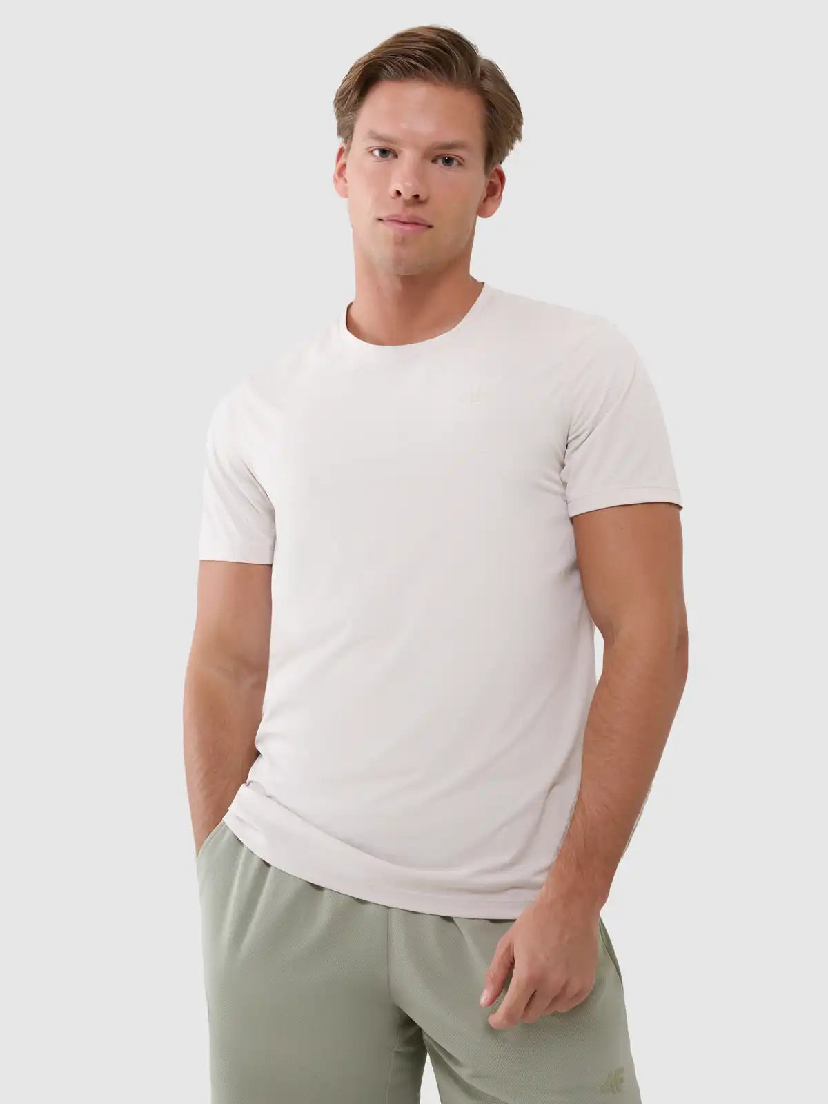Tricou de antrenament pentru bărbați 4F M1215 4FWSS25TFTSM1215 Creme