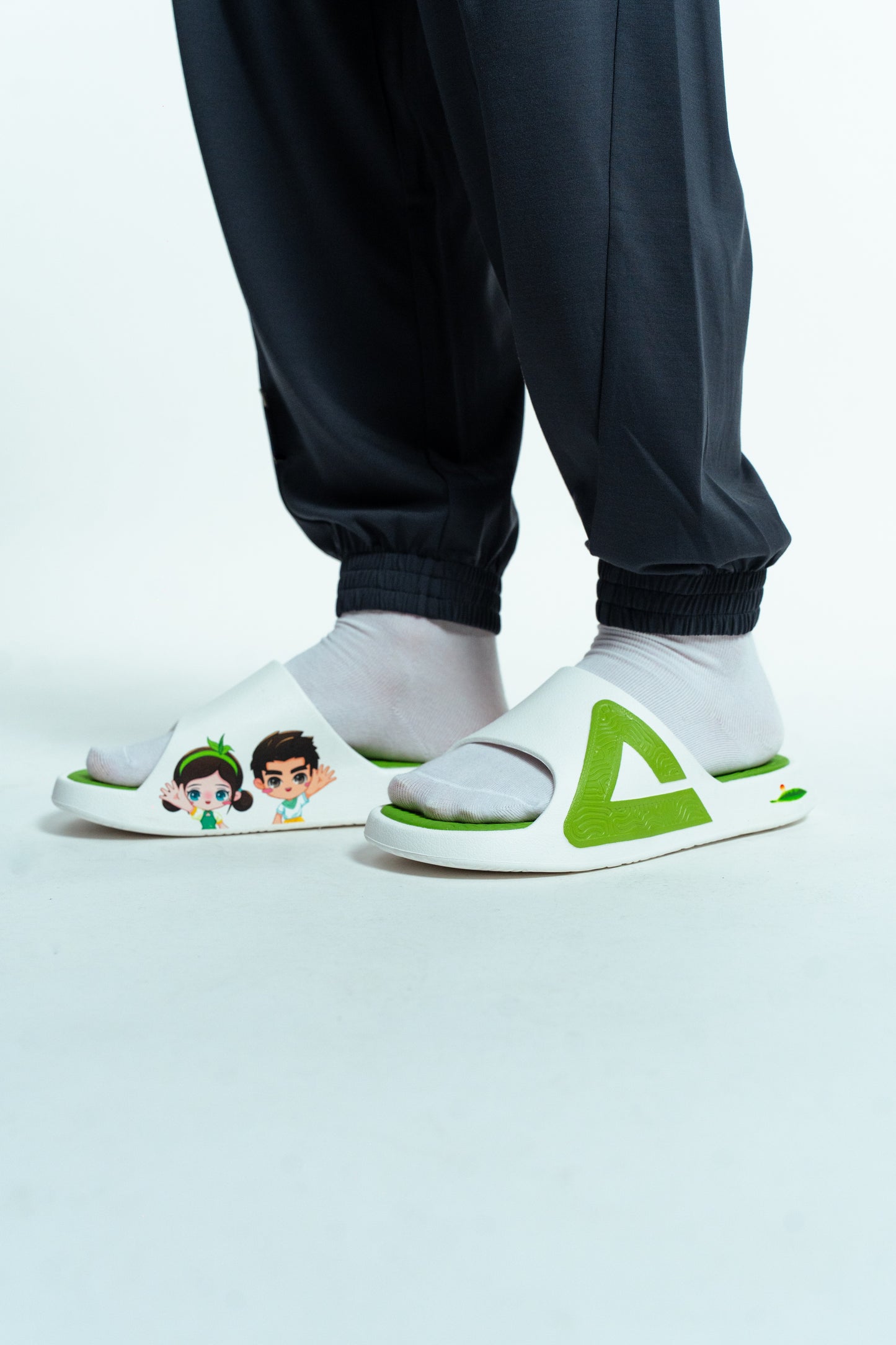 Șlapi pentru bărbați Peak ET43227L white/grass green