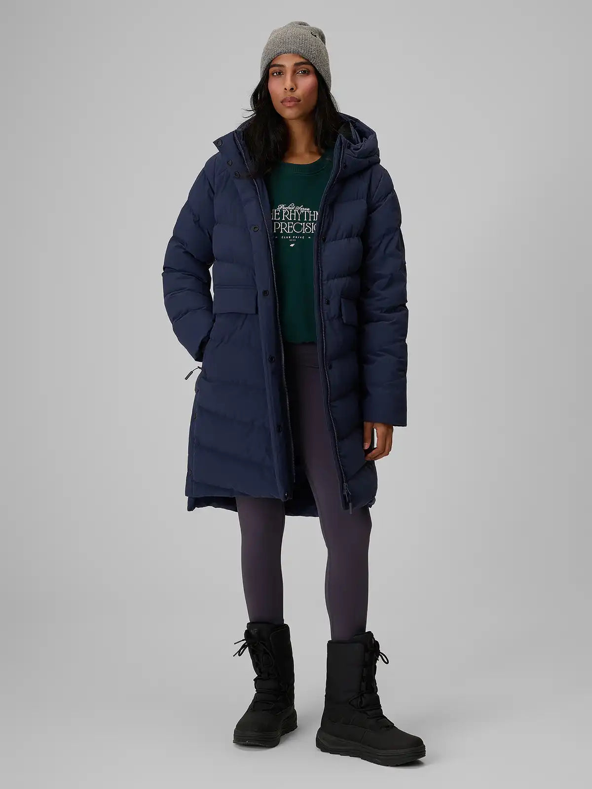 Женский длинный пуховик 4F F0929 4FWAW26TDJAF0929 navy