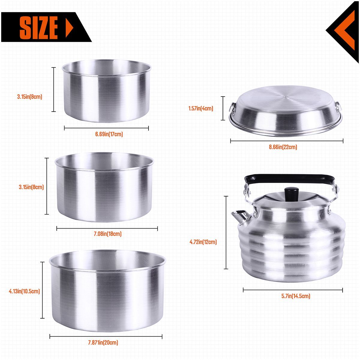 Set de gatit din aluminiu Aluminum Cook Set CAMPER IIII