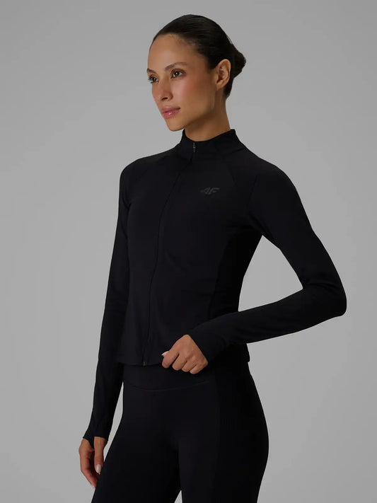 Женский лонгслив на молнии для фитнеса 4F F0917 4FWAW26TFSWF0917 deep black