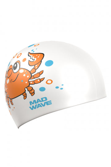 Шапочка для плавания Mad Wave M0574 06 0 00W junior Crab,white