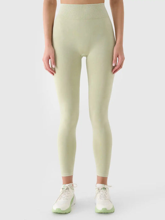 Legginși de antrenament pentru femei 4F F407 4FWAW25TFTIF407 light green