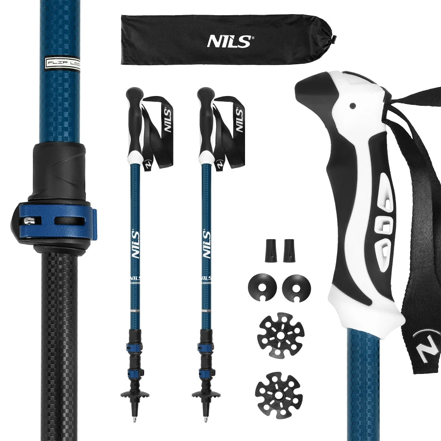 Bețe pentru mersul nordic Abisal Blue Alu Nordic Walking Poles Nils TK8601