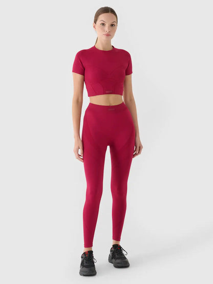 Legginși de antrenament pentru femei  4F F055 4FRAW24TFTIF389  burgundy