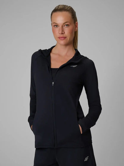 Женский батник на молнии для фитнеса 4F  F0946 4FWAW26TFSWF0946 deep black