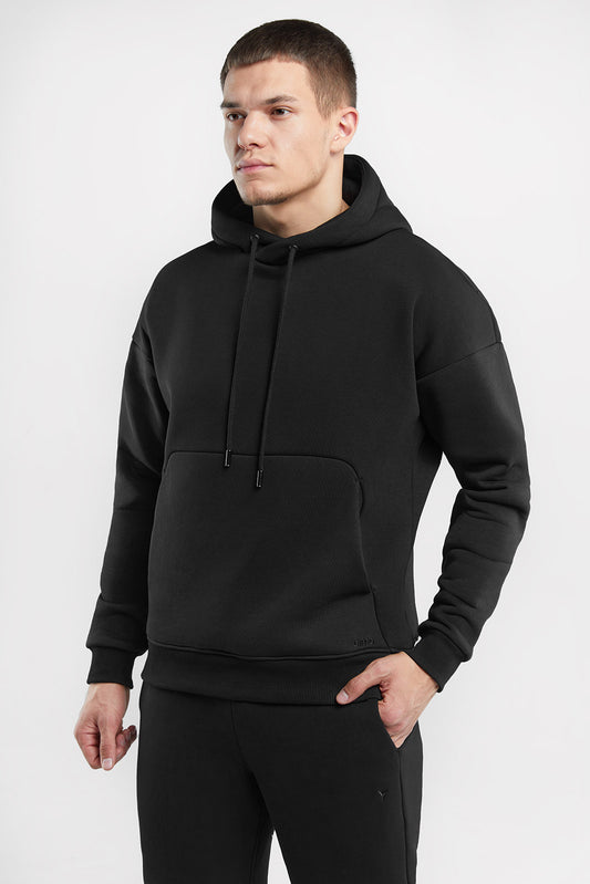 Мужской батник AimoSport bumbac/fleece HB011 black