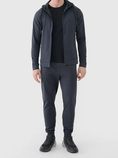 Мужской батник на молнии для фитнеса 4F M631 4FWSS26TFSWM631 anthracite melange