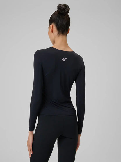 Longsleeve de yoga pentru femei 4F F501 4FWSS26TFLOF501 deep black
