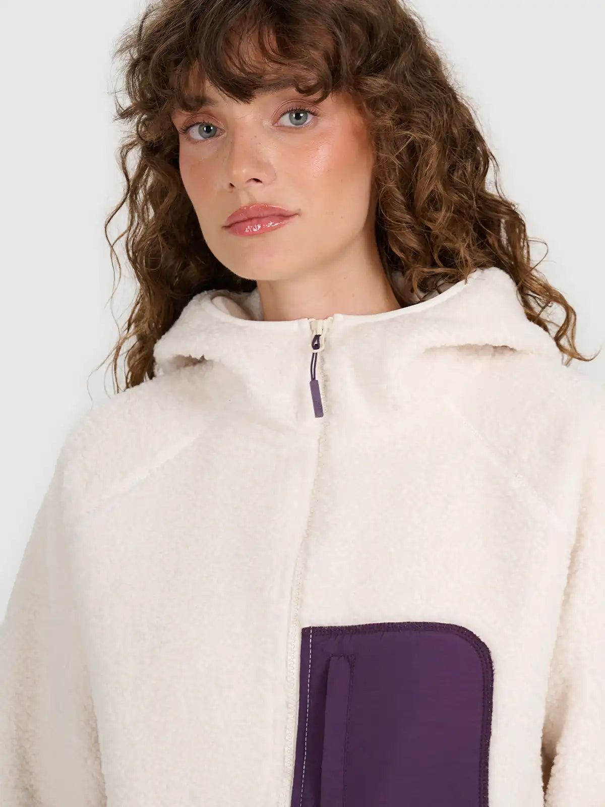 Hanorac din fleece cu fermoar pentru femei 4F F330 4FWAW25TFLEF330 off white