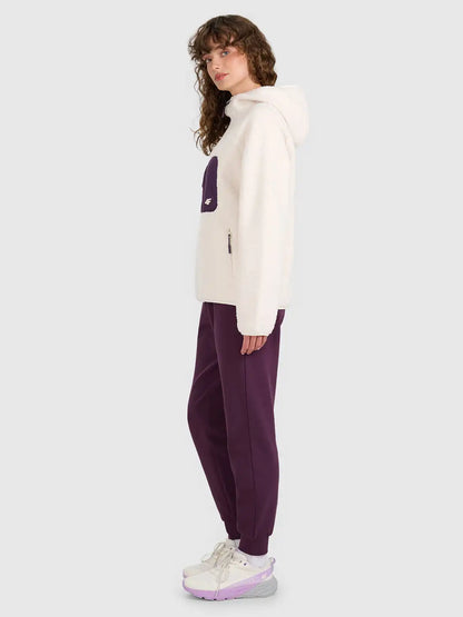 Hanorac din fleece cu fermoar pentru femei 4F F330 4FWAW25TFLEF330 off white