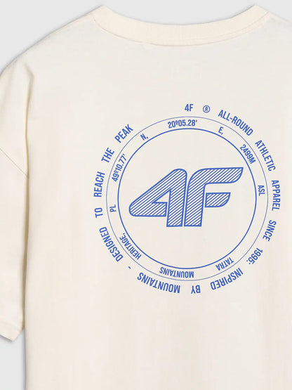 Tricou pentru bărbați casual 4F M2403 4FWAW25TTSHM2403 creme