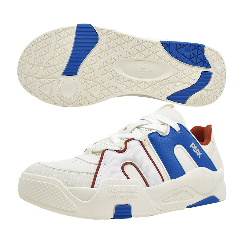 Adidași de skateboarding pentru bărbați Peak ET41387B off white/blue