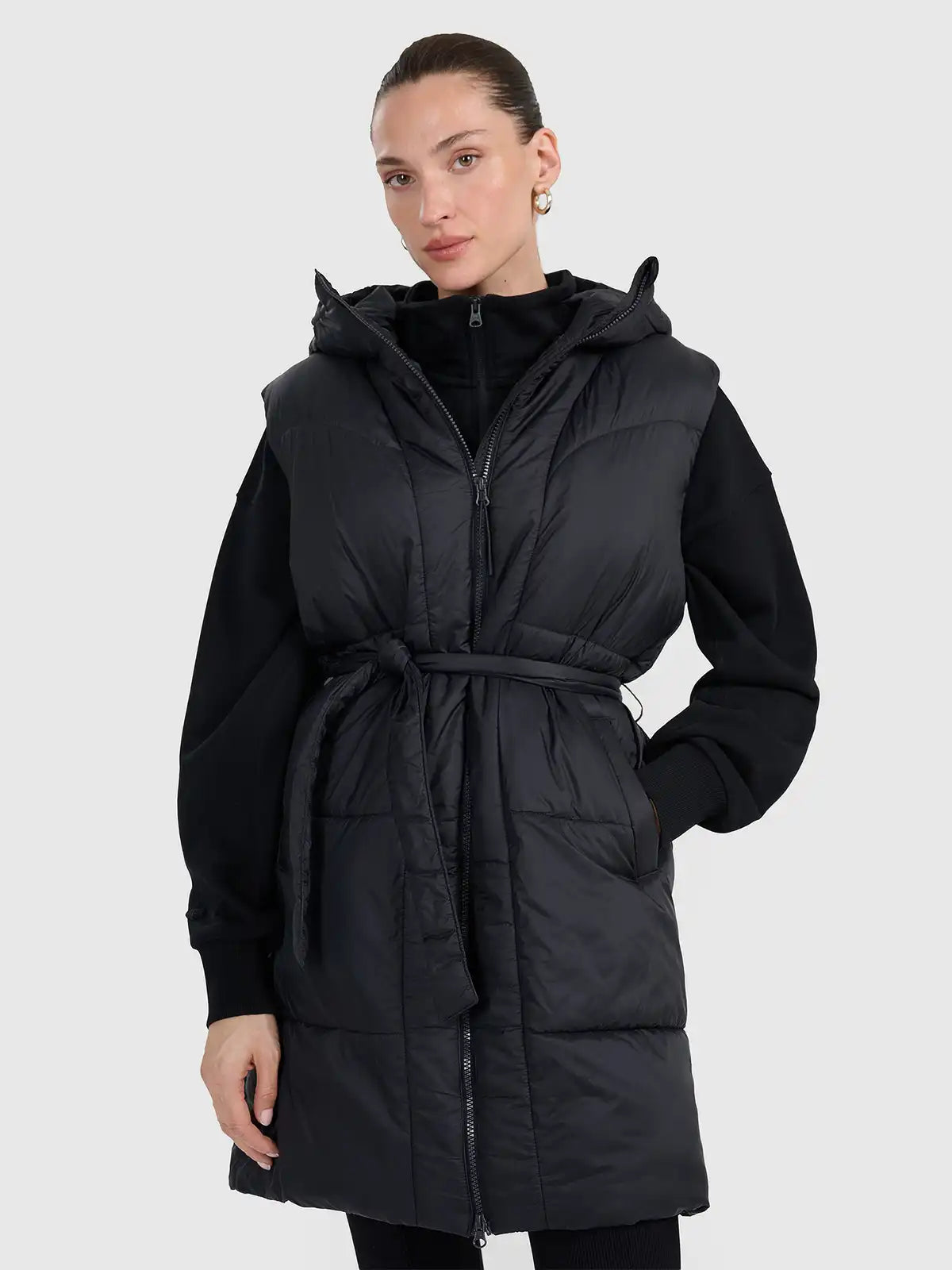 Vestă lungă din puf pentru femei 4F F221 4FWAW25TVJAF221 deep black