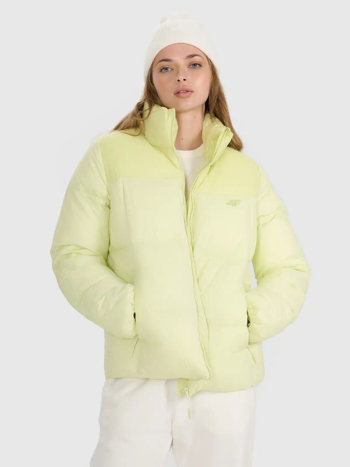 Jachetă de puf pentru femei 4F F581 4FWAW25TDJAF581 light green