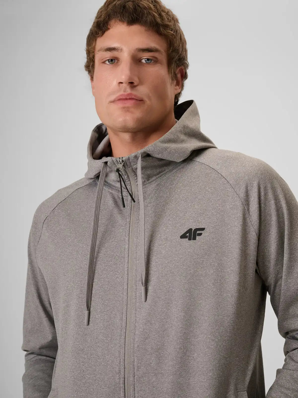 Мужской батник на молнии для фитнеса 4F M0973 4FWAW26TFSWM0973 grey melange