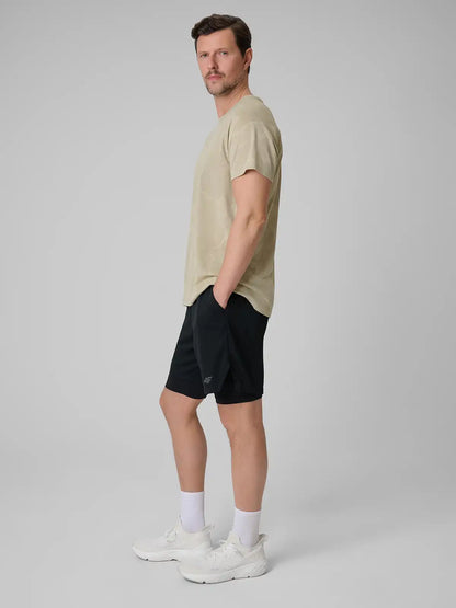 Pantaloni scurți de antrenament pentru bărbați  4F M1259 FNK 2in1 4FWSS26TFSHM1259 deep black