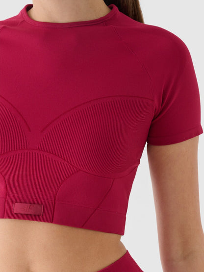 Top scurt de fitness pentru femei F1737 4FRAW24TFTSF1737 burgundy