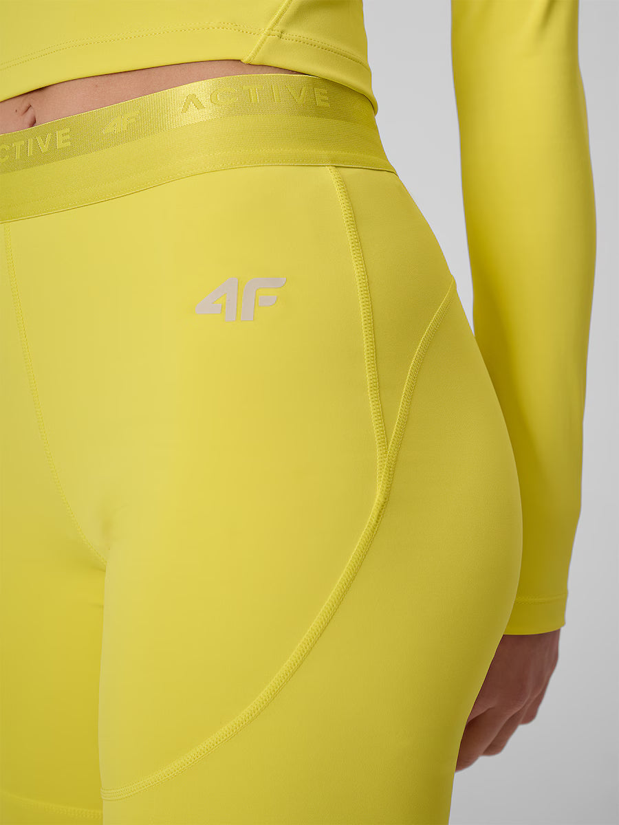 Женские короткие леггинсы для фитнеса 4F F122 4FWAW26TFSTF122 yellow