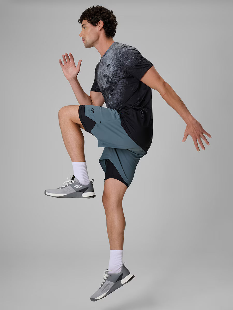 Tricou de fitness pentru bărbați 4F M2220 4FWAW26TFTSM2220 black allover